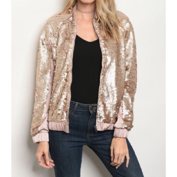 HPGold Sequin Bomber Jacket NWT - Picture 2 of 3